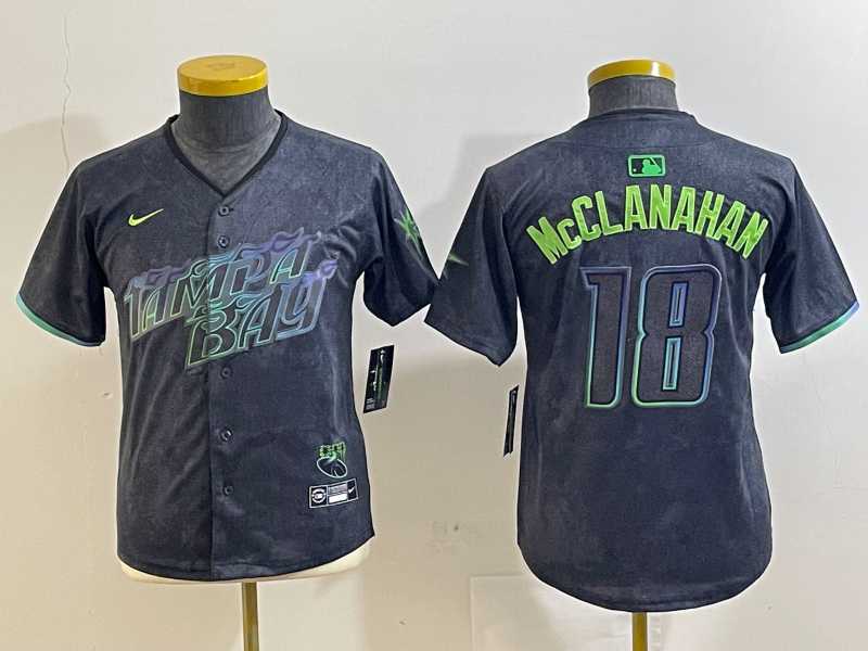 Youth Tampa Bay Rays #18 Shane McClanahan Charcoal 2024 City Connect Limited Stitched Jersey